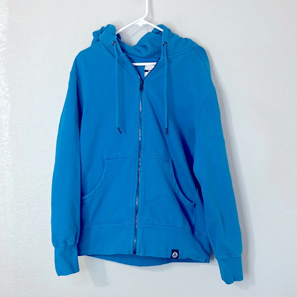 American Giant Zip Front Hoodie Blue Teal XL